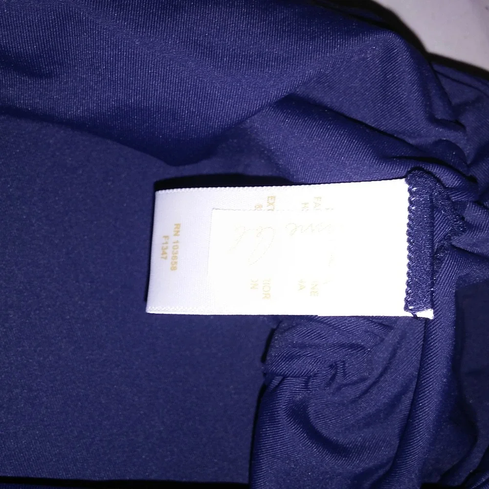 Anne Cole Swim Bottom High Waist XL Solid Navy Blue Scrunch Sides